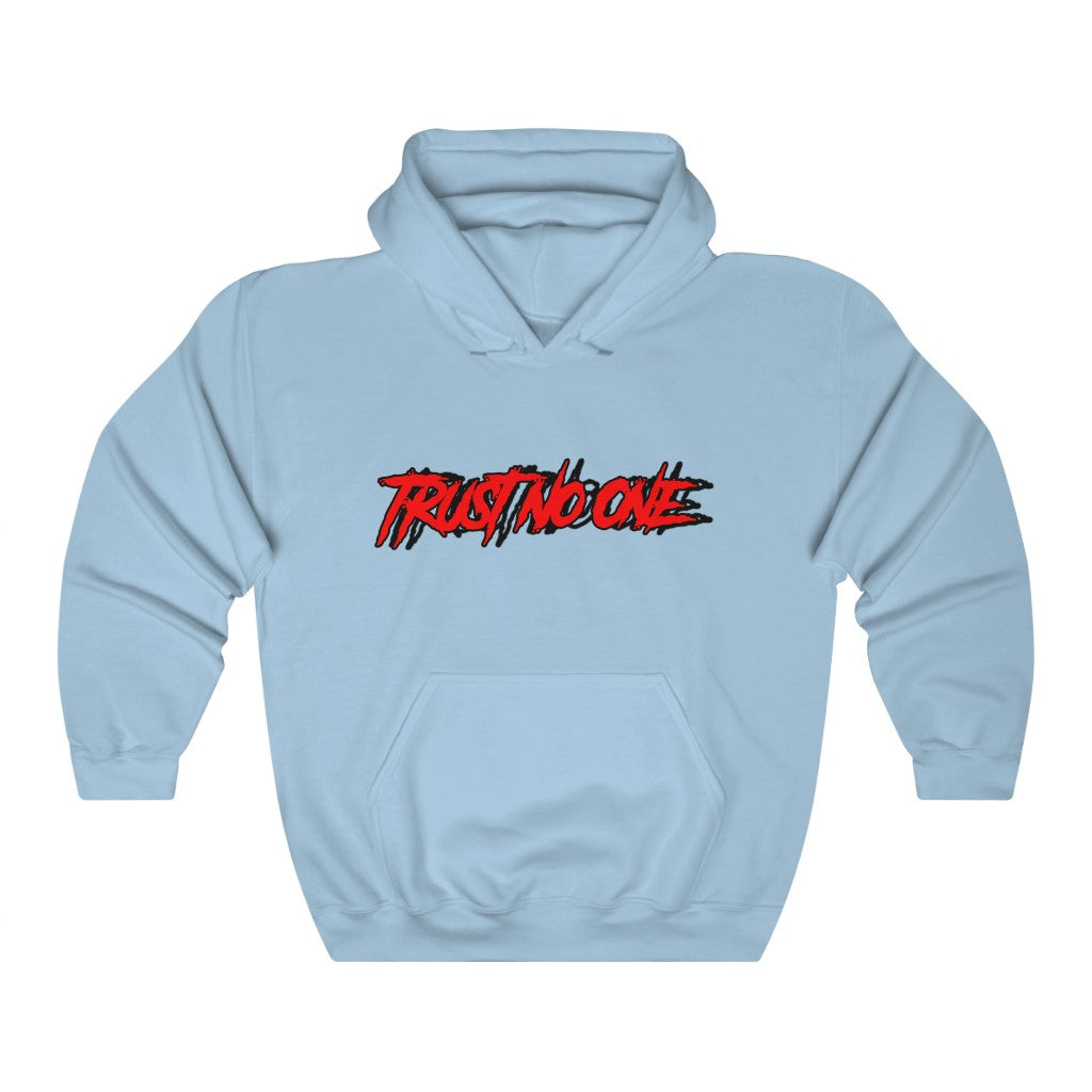 Trust No One Hooded Sweatshirt, Light Blue